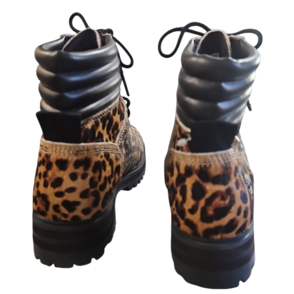 New Timberland London Square Leopard Calf Hair Hiker Boots 9 - Picture 12 of 16